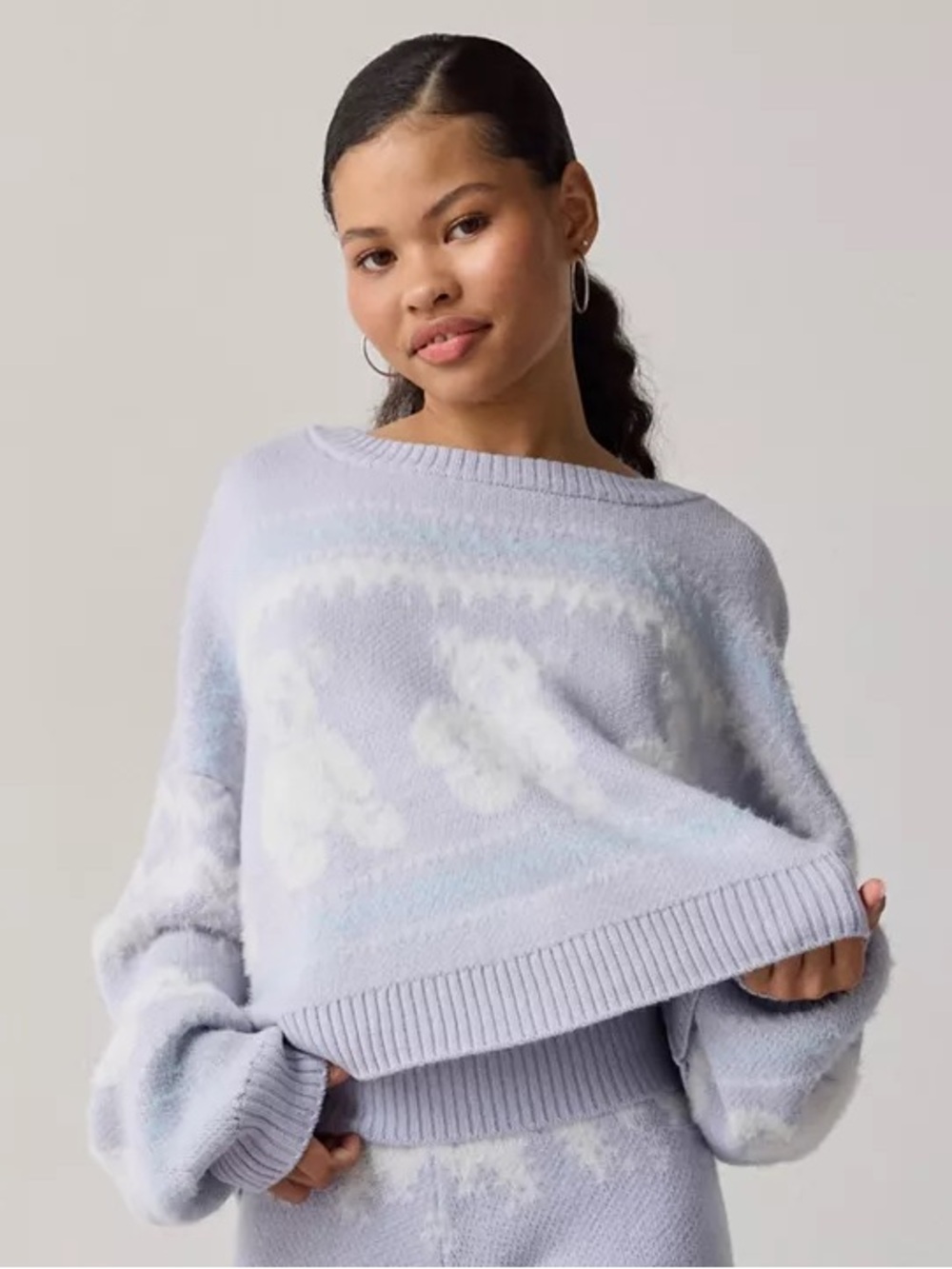 Urban Outfitters | Out From Under Hit The Slopes Cropped Fair Isle Sweater Blue